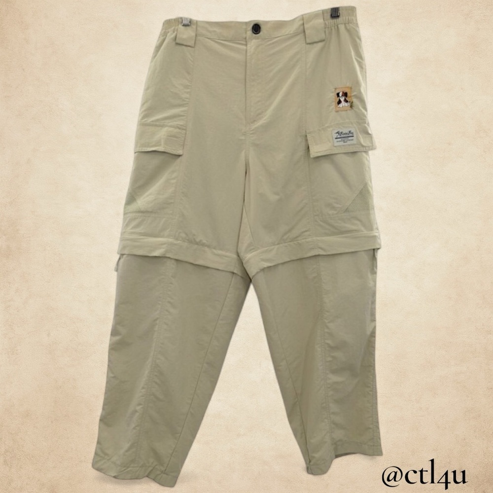 Bimini Bay Zip Off Cargo Pants Shorts L Hiking Nylon Dog Patch Outdoor